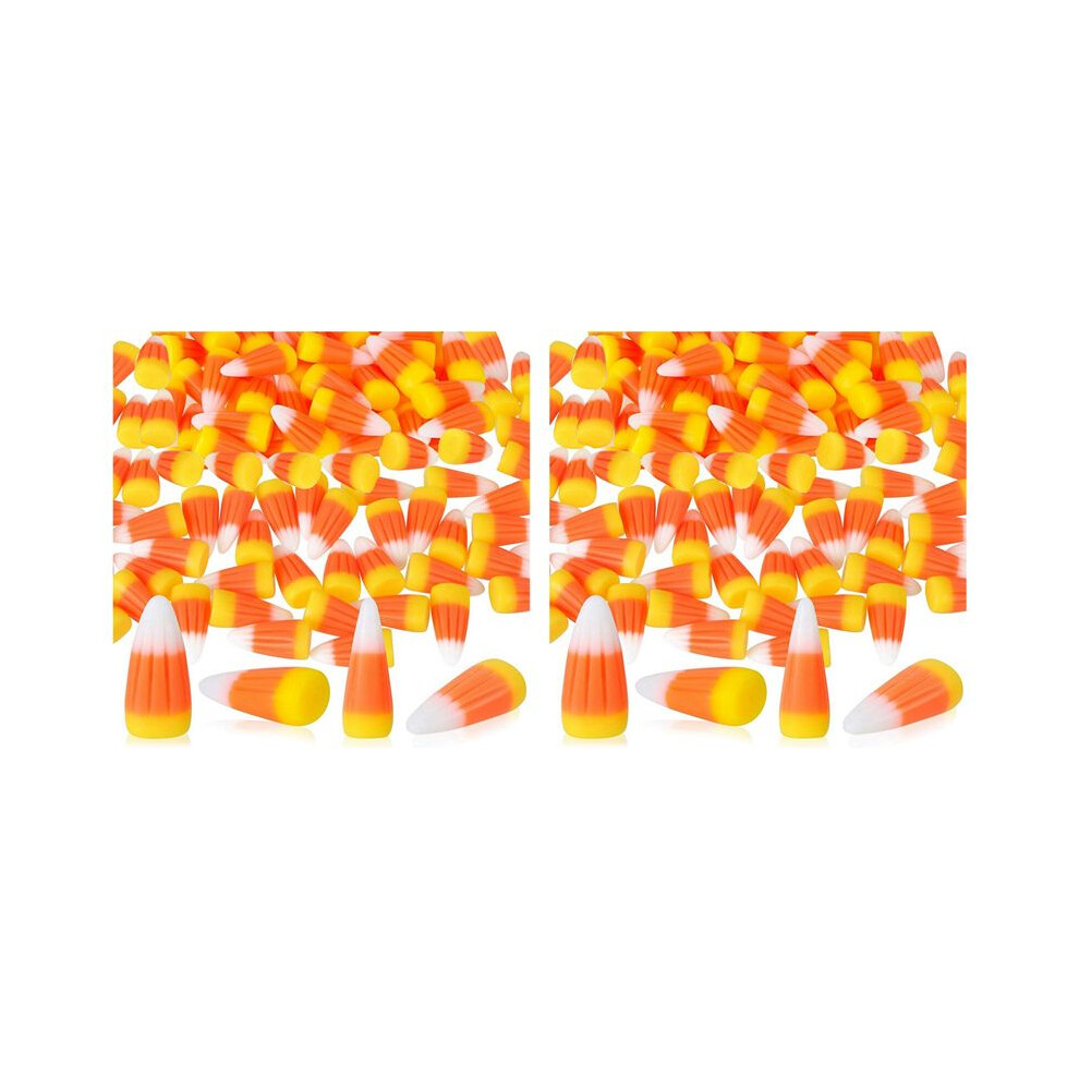 Typecat 100Pcs Halloween Resin Candy Corn Artificial 3D Candy Corn Bead Fall Faux Fake Corn Scrapbooking Embellishments