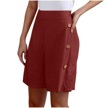 Women Casual ShortsAthletic Loose Running Short Pants-Red XL