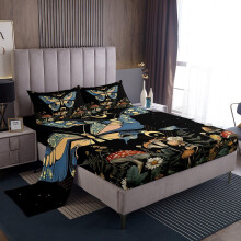 Bohemian Twin Bedding Set Light Blue Butterfly and Moth Print, Calming True Twin Fit 3 Piece