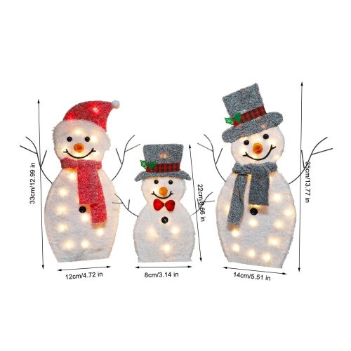 Tacar Teaghlaigh Fear Sneachta Soilsithe – Nollag Lasmuigh 3 phíosa 2