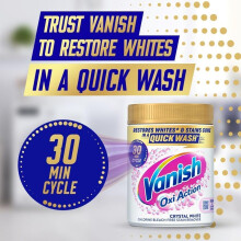 Vanish Gold Oxi Action Stain Remover and Whitening Booster Powder, For Whites, Removes Tough Stains Even at 20C, Restores Whiteness of Greyed Fabric