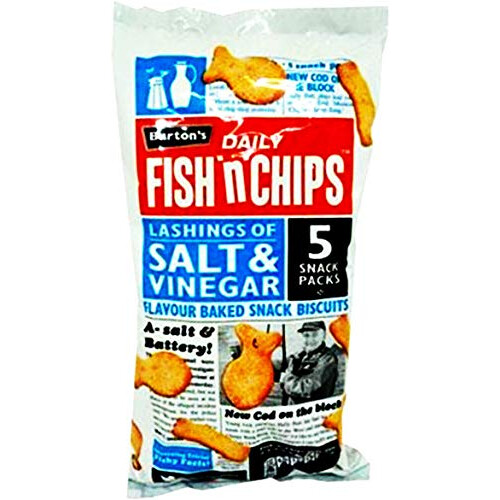 Burtons Fish N Chips Salt Vinegar Flavour Baked Snack Biscuits 15 pack