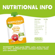 Kiddylicious Bedtime Blend Apple, Oat & Chamomile Pouches - 6+ Months