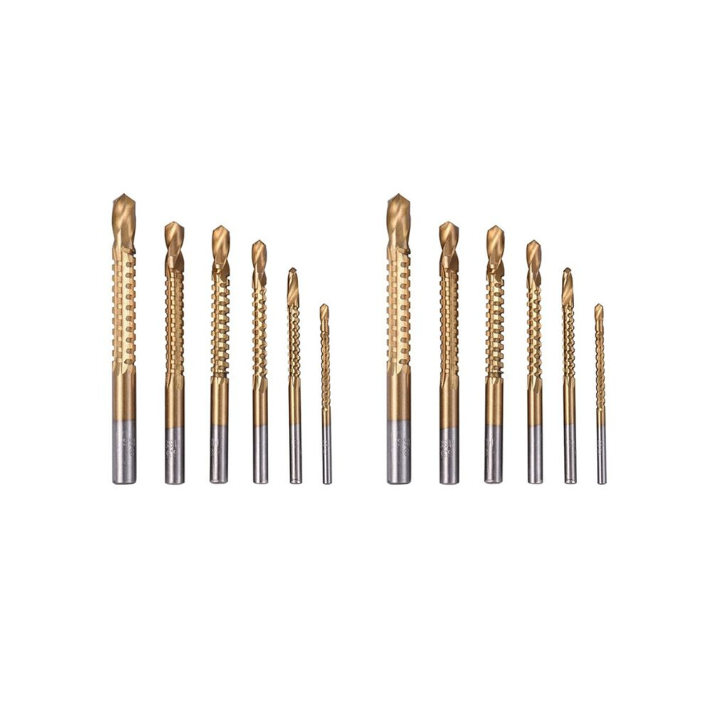 12Pcs Titanium Drill Saw Bit Set, Hss Serrated Bit Hole Drilling, 3-8Mm Carpenter Hacksaw Drill Bits Kit 6033107912796