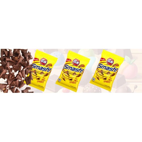 ScandiKitchen, OLW, Smash, Norwegian Chocolate Covered Corn Snacks, 1