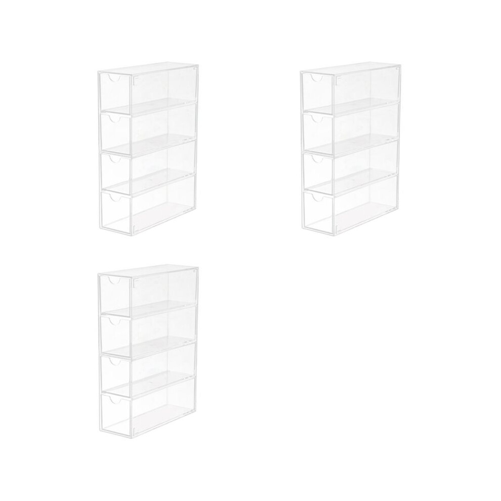 3X Glasses Storage Box Acrylic Eyeglass Case Clear Eyeglass Holder 4 Layers Large Glasses Organizer Box