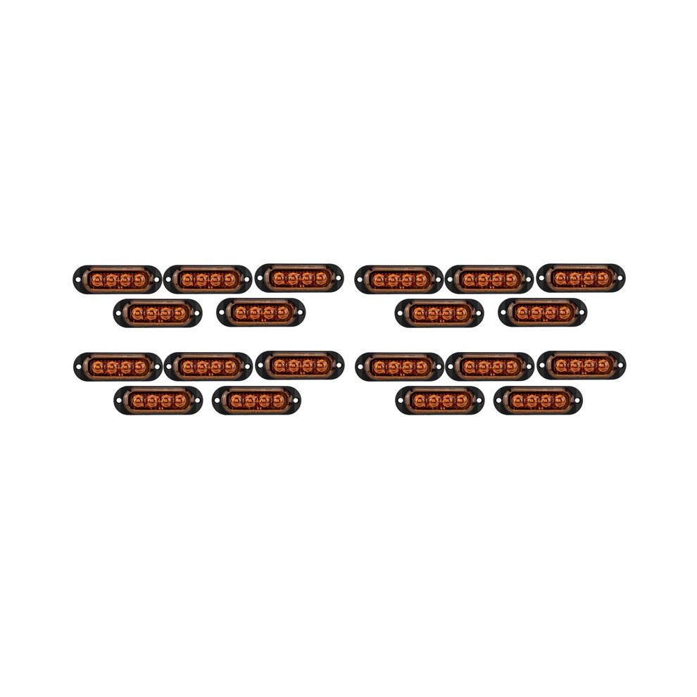 20Pcs 12V-24V 4Led Car Side Lights Turn Signal Lights Side Indicator Lights Taillight For Trailers Trucks Yellow 4711150712229