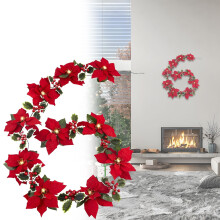 6.5ft Battery-Operated Christmas Garland with Red Berries