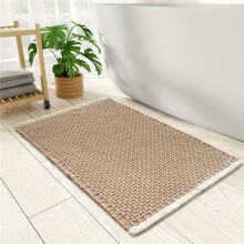 (Brown & Cream, 20*32in/51*81cm) Checkered Bath Mat, Super Absorbent Non Slip Bath Mats for Bathroom Floor 3D Two Tone Bathroom Mat