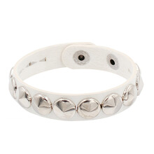 Punkrock-polsbandarmband met ronde studs, ideaal voor-Wit