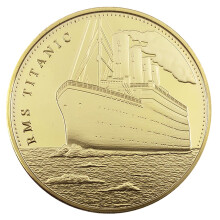 Titanic Commemorative Coin Gold Plated Challenge Coin with Historic Map Design RMS Titanic Souvenir