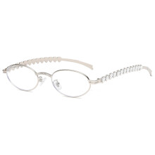 Silver 1.5x Reading Glasses for Women Retro Rhinestone Oval Reader with Clear Detail Viewing