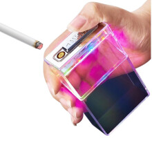 2 in 1 USB Rechargeable Cigarette Case with Windproof Flameless Lighter Holds 20 Cigarettes