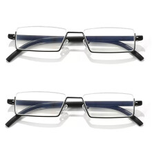 2 Pack Blue Light Blocking Reading Glasses for Men and Women, Rectangular Half Frame Computer Reader 1.5+ Black