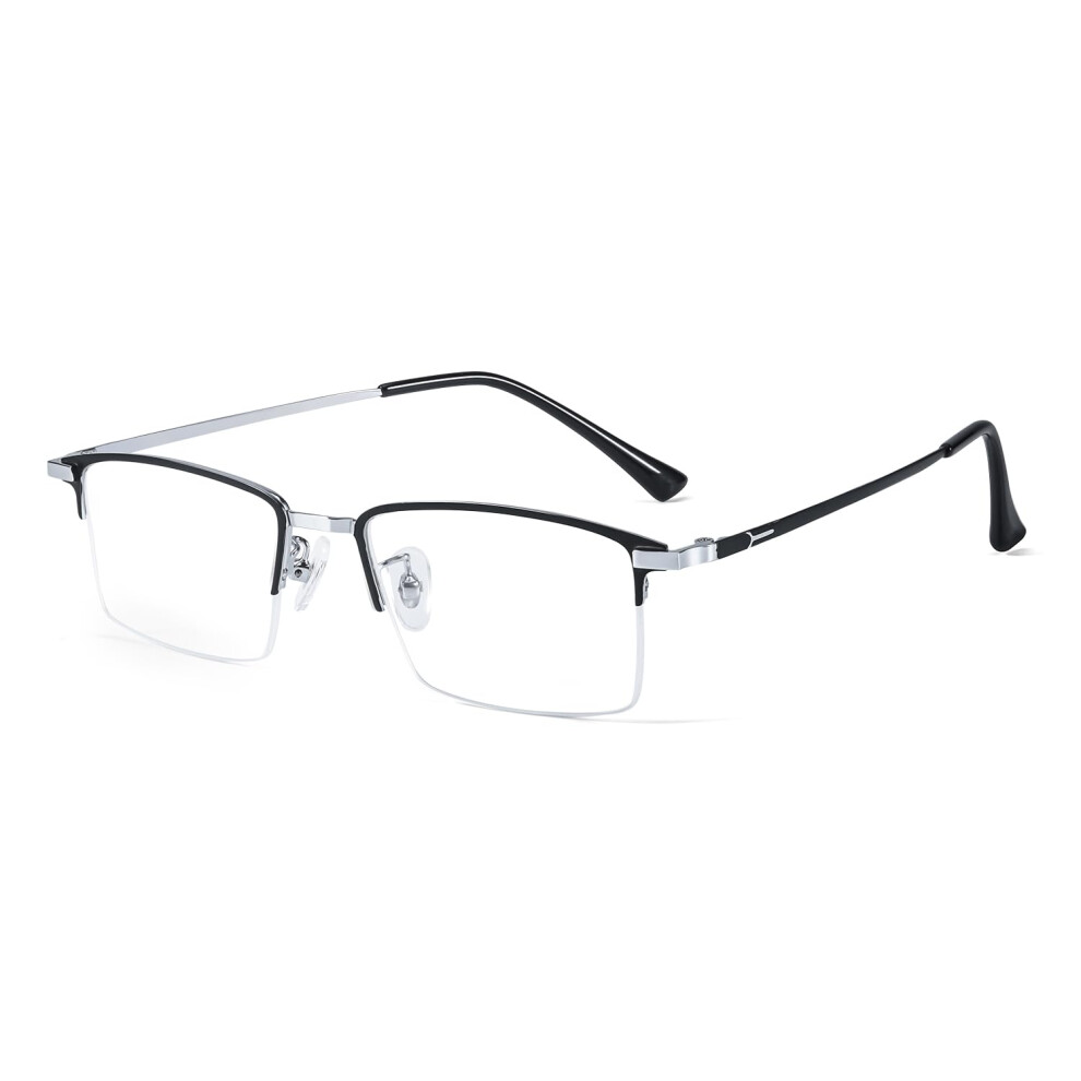 Titanium Semi Rimless Reading Glasses R8914 with Crystal Clarity Scratch Resistant Lenses