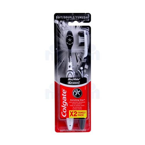 Colgate Zahnbürste - COLGATE - Max White Charcoal - Weich - 2 Stück - Fleckenentfernung
