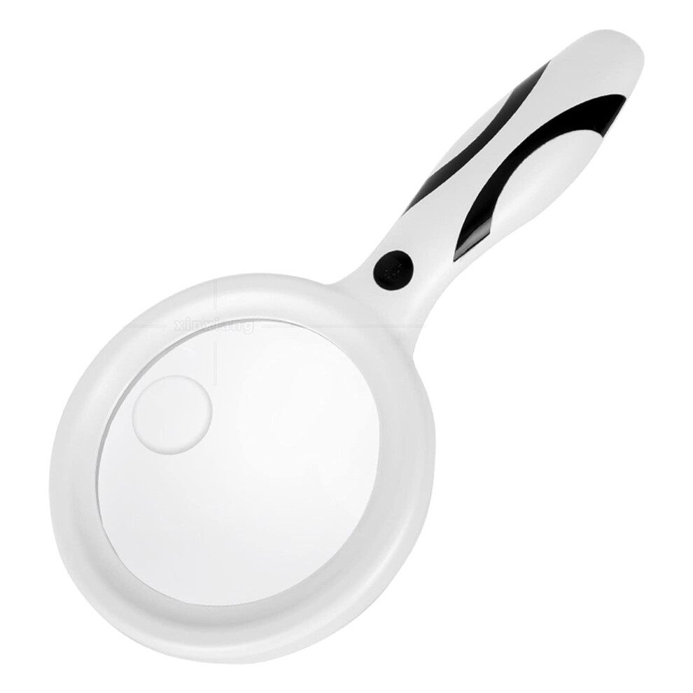 White Led Magnifying Glass With 33 Led Lights, Rechargeable Handheld Magnifier 5X 10X Dual Lens For Reading And Seniors,
