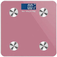 USB Rechargeable Digital Bathroom Scale Precision Tempered Glass Body Weight Scale with Backlit LCD Display and StepOn Activation, Pink