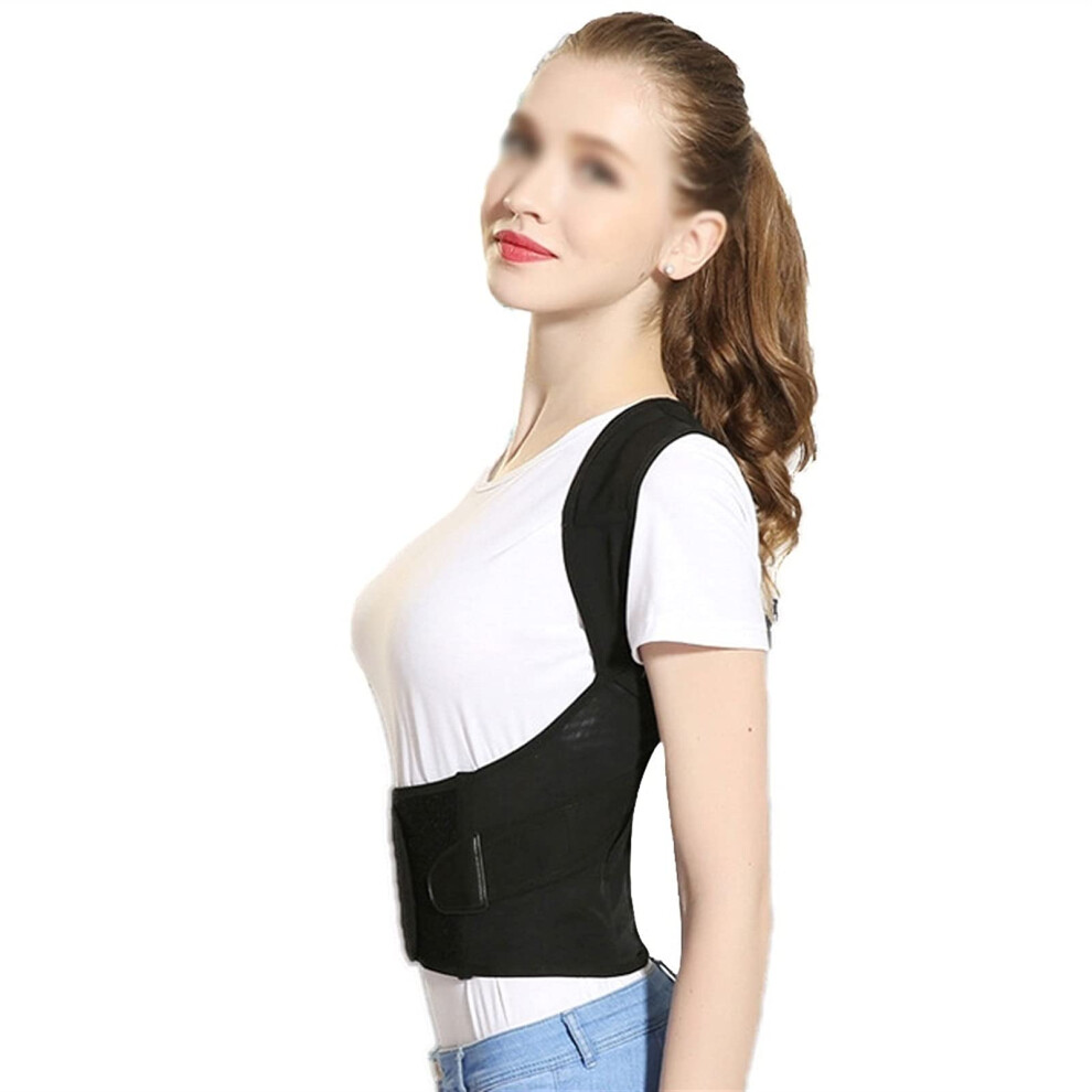 Black Posture Corrector Back Support Brace Adjustable Ergonomic Alignment Aid For Men And Women Xsmall