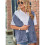 Damen Vintage Jeansweste Übergroße Button-Down-Jeansweste Hellblau M 2