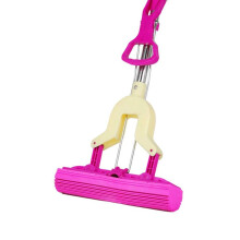 PVA Sponge Mop with Quadruple Roller Wringing, Super Absorbent Foam for Kitchen and MultiFloor Cleaning