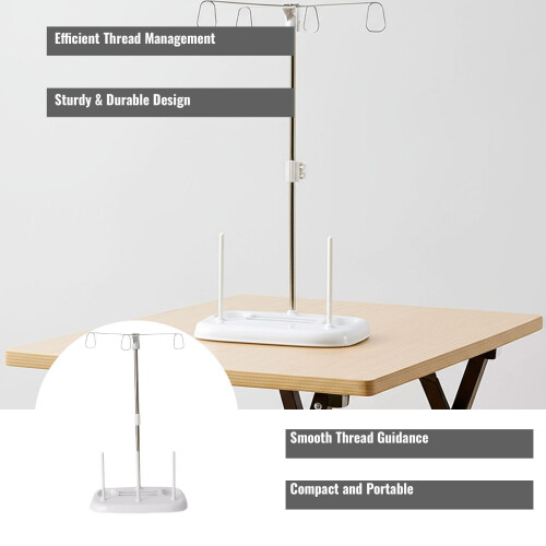 Thread Stand with Triple Spool Holder, Smooth Guiding Sewing Thread Organizer, Compact White Design 1