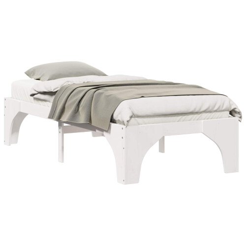 vidaXL Bed Frame White 90 x 190 cm Solid Pine Wood 1