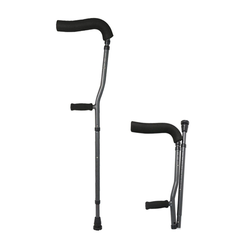 Black Underarm Crutches For Adults, Adjustable 107Cm Ergonomic Fshaped Foldable Aluminum Walking Support (Black)