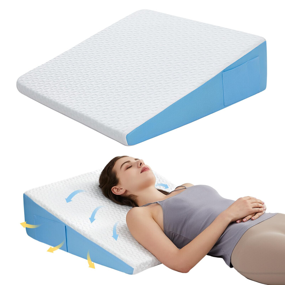 7.5' Cooling Memory Foam Wedge Pillow for Sleeping, Back Support and Post Surgery Recovery