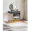 Beliani Dressing Table with Mirror and Stool YVES LED Black 2