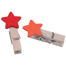 50 Pieces  Wooden  Color Star Clothes Hanging Card Photo Memo Clip Clothespin Mixed Color