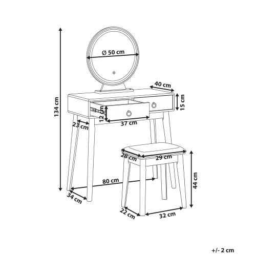 Beliani Dressing Table with Mirror and Stool FEDRY LED Emerald Green 1