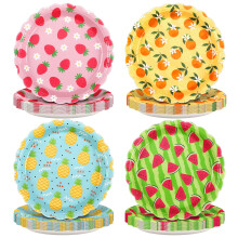 Fruit Paper Plates 7 Inch Tutti Frutti Party Supplies 60 Pack Vibrant Fruit Design for Birthday Party