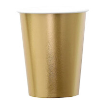 24 Metallic Gold 9oz Disposable Party Cups for Wedding and Events, Sturdy Cardboard Design