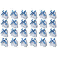 Lot de 24 Petits Sacs-Cadeaux de Remerciement, Sacs de Cadeaux, BoîTes à Friandises avec Ruban Doré, Sacs-Cadeaux en Papier,B