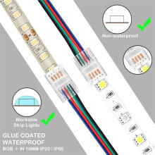 20er-Packung 4-Polige 10-mm-LED-Streifenverbinder, Lötfrei, Transparent, für Schienenbeleuchtung, LED-Stiftverbinder mit 5 M Kabel