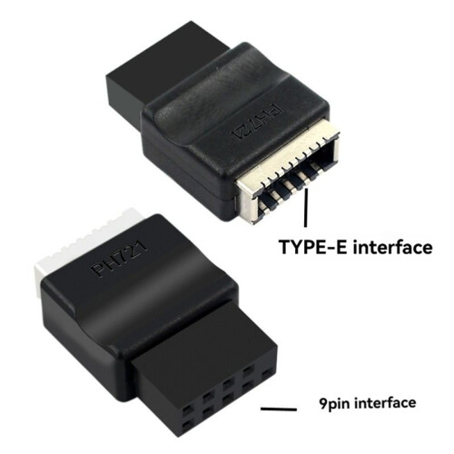 2X Motherboard USB2.0 9PIN Male to Type-E Female Adapter TYPE-E Interface Header Adapter