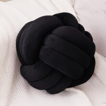 Black Knot Pillow 11 Inch Handmade Round Throw Cushion Soft Plush Decorative Pillow for Sofa