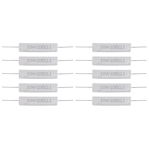 10 Pcs 10W Watt 100 Ohm 5% Axial Wirewound Cement Resistors