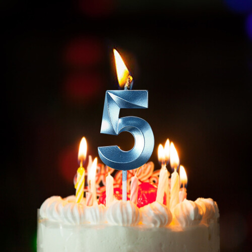 Birthday Candle Number 5 Multicolor 3D Cake Topper 1