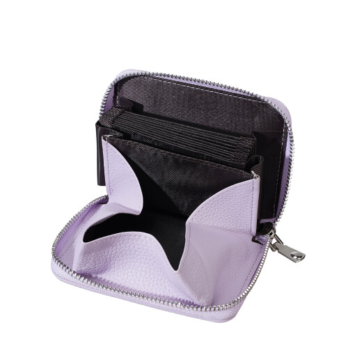 PU Zip Card Holder Wallet Case With Multiple Card Slots-Purple