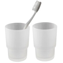 Glass Mouthwash Cup Set 2Pcs 220ml Frosted Minimalist Design Reusable Bathroom Tumbler for Toothbrush and Toothpaste