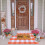 Orangefarbener karierter Outdoor-Teppich, handgewebt, Polyester, 40 x 60 cm 2