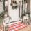 Orangefarbener karierter Outdoor-Teppich, handgewebt, Polyester, 40 x 60 cm 4