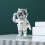 Astronautstatyprydnad Resin Rymdhund 2