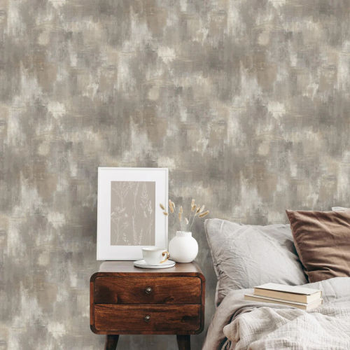 Vinyl Neutral Abstract Texture Textured Wallpaper Taupe Plaster Effect 1