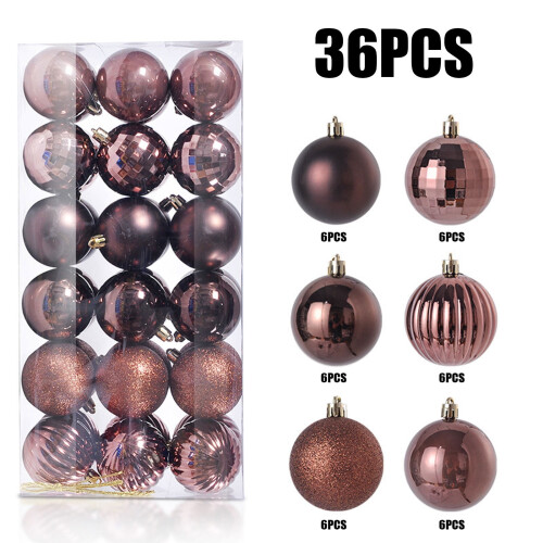 Bronze Brown Shatterproof Christmas Ornaments Set 36 pcs 1