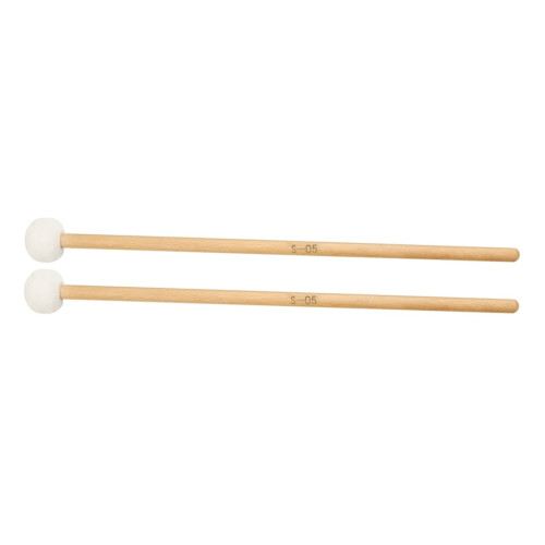 White Felt Timpani Mallets Pair with Balanced Wood Handle for Orchestral Percussion