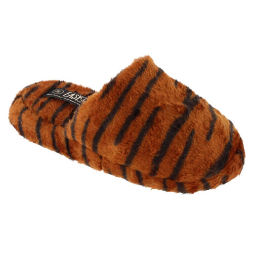 CTM Women's Plush Animal Print Slippers 1