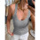 Ärmelloses Damen-Tanktop mit Rundhalsausschnitt, Gerippt, Figurbetont, Sommerlich, Basic, Schlank, Süß Hellgrau XL 2